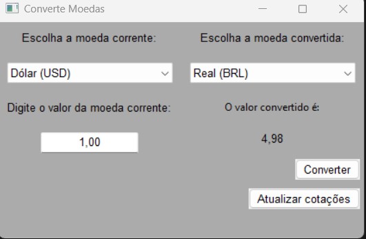 Aparência do Conversor de Moedas em Python