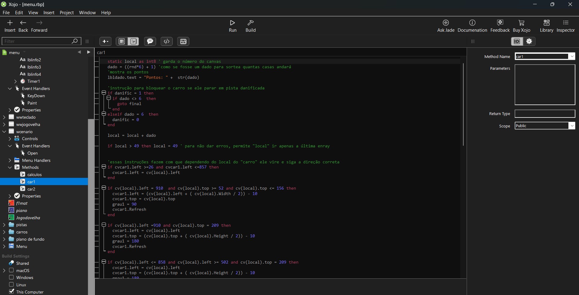 Código combo de jogos Xojo